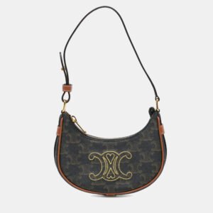 luxury-women-celine-used-handbags-p1151022-009 Celine Brown Mini Triomphe Coated Canvas Ava Shoulder Bag