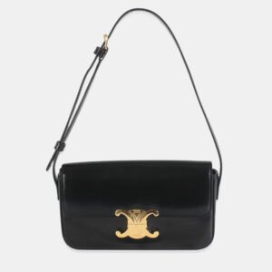 Celine Black Shiny Calfskin Triomphe Shoulder bag
