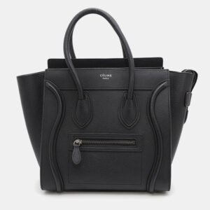 Celine Black Leather Luggage Micro Tote Bag