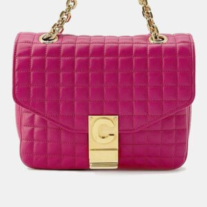 Celine Pink Leather C Small Chain Shoulder Bag