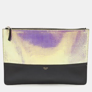 Celine Black Holographic Leather Solo Clutch