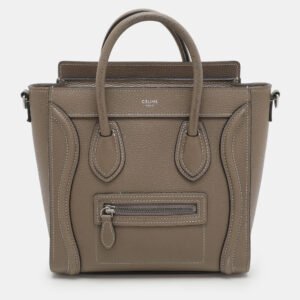 Celine Taupe Leather Nano Luggage Tote
