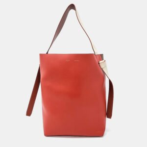 Celine Red Leather Twist Cabas Bag