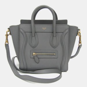 Celine Luggage Nano Gray Leather Top Handle Bag