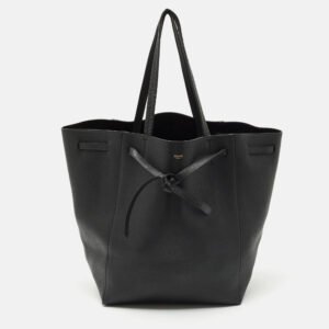 Celine Black Leather Medium Cabas Phantom Tote