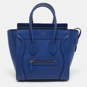 Celine Blue Leather Micro Luggage Tote