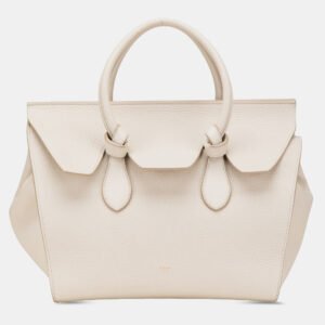 Celine White Small Grained Calfskin Tie Knot Handbag