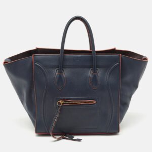 Celine Navy Blue Leather Medium Phantom Luggage Bag