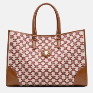 Celine Beige/Brown Triomphe Embroidered Canvas Horizontal Cabas