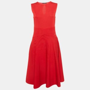 CH Carolina Herrera Red Knit Sleeveless Dress M