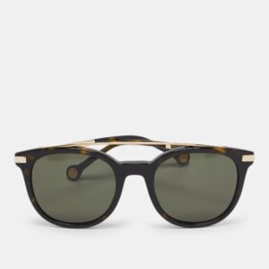 Carolina Herrera Black  Tortoise Shell Effect Gold Tone SHE690 Cat Eye Sunglasses