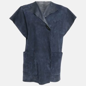 CH Carolina Herrera Navy Blue Suede Loose Fit Vest XS