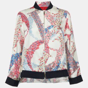 luxury-women-ch-carolina-herrera-used-clothes-p1146380-003 CH Carolina Herrera White Floral Print Silk Zip-Up Jacket S