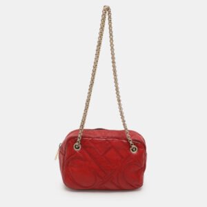 CH Carolina Herrera Red Leather Chain Shoulder Bag