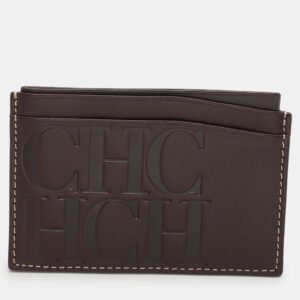 CH Carolina Herrera Brown Leather Card Holder