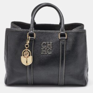 CH Carolina Herrera Black Leather Matteo Tote