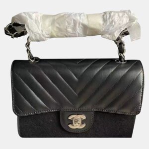 Chanel Black and silver twill standard Big mini bag