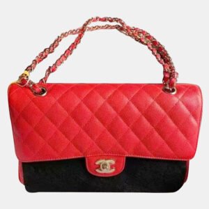 Chanel Coral Red Caviar Leather Medium Bag