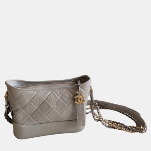 Chanel Grey Quilted Calfskin Small Gabrielle Hobo Bag