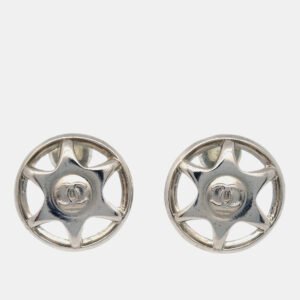 Chanel Silver Button Clip-On 97A Earrings