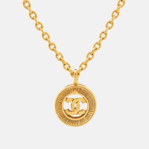 chanel cc gold tone necklace