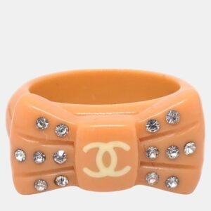Chanel Orange Rhinestone Ring EU 53