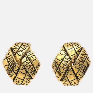 Chanel Gold Plated Rhombus Clip-On Earrings