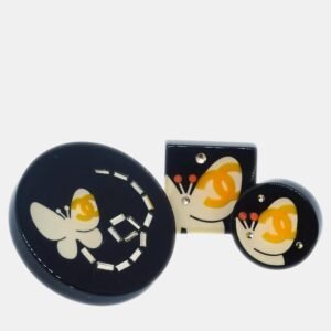 Chanel Black/Gold Rhinestone Brooch Pin