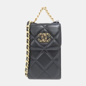 Chanel Black Leather 19 Phone Case Bag