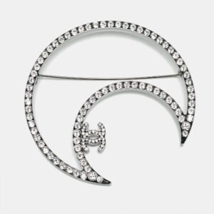 Chanel CC Moon Crystals Silver Tone Brooch