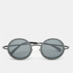 Chanel Grey/Blue 71138 Pearl Round Sunglasses