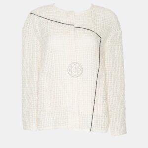 Chanel Cream Monochrome Mesh Jacket L