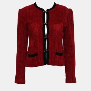 Chanel Red/Black Vintage Velvet Jacket M