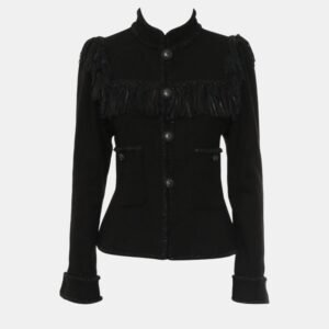 Chanel Black Wool Fringe Jacket M