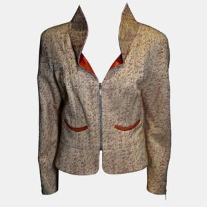 Chanel Salmon Boucle Zipped up Wool Jacket