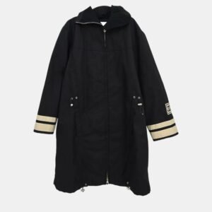 Chanel Black Sport Line Zip Up Coat Woman Size 42