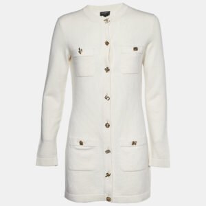 Chanel Cream Cashmere Knit Lucky Charms Detail Cardigan S