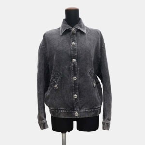 luxury-women-chanel-used-clothes-p1136724-002 Chanel Coco Button Denim Jacket Size 36 Black Cotton 70% Viscose 18% Polyester 12%