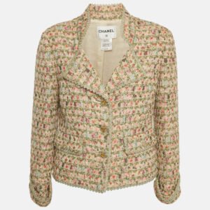 luxury-women-chanel-used-clothes-p1143341-002 Chanel Beige/Multicolor Tweed Button Detail Jacket L