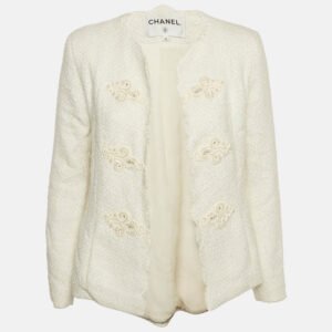 luxury-women-chanel-used-clothes-p1144183-001 Chanel White Tweed Beads Embellished Jacket S