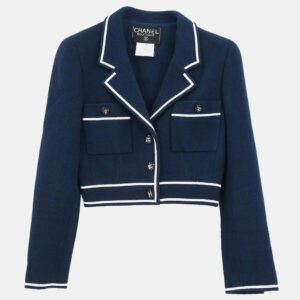 Chanel Navy Single Breasted Jacket Size 36