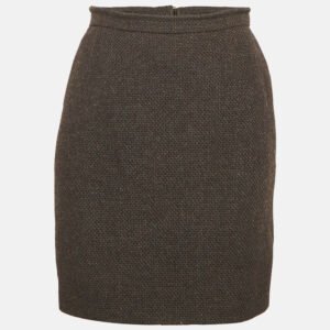 Chanel Dark Brown Tweed Wool Mini Skirt M