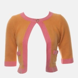 luxury-women-chanel-used-clothes-p1163022-003 Chanel Contrast-Trim Cashmere Single Buttoned Cardigan