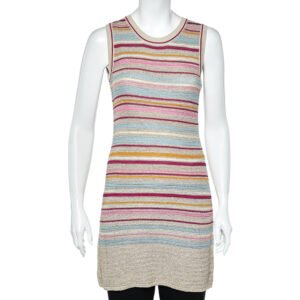 Chanel Multicolor Striped Cotton Knit Sleeveless Dress S