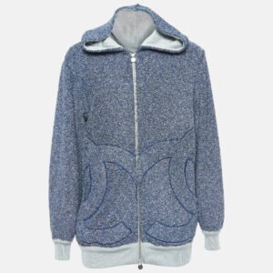 Chanel Blue/Metallic Terry Zip-Up Hoodie M