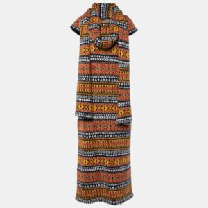 Chanel Brown Cashmere & Alpaca Knit Midi Dress & Scarf Set M