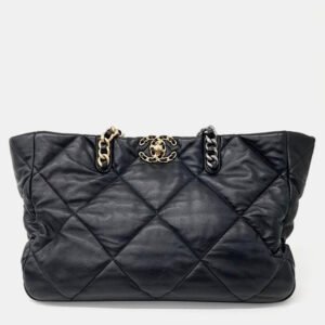 Chanel Black Leather 19 Chain Shoulder Bag