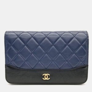 Chanel Navy Blue Leather Gabrielle WOC Mini Crossbody Bag