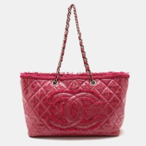 Chanel Pink PVC and Tweed Funny Tote Bag