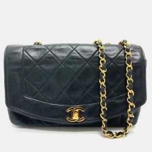 Chanel Black Leather Quilted Vintage Diana Flap Shoulder Bag